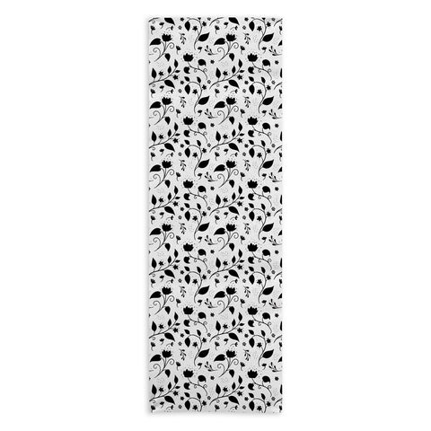 Avenie Ink Floral Black And White Yoga Towel