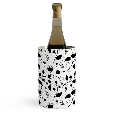 Avenie Ink Floral Black And White Wine Chiller