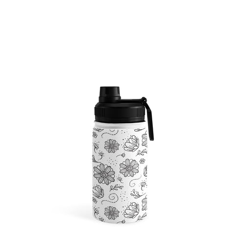 Avenie Ink Flowers Black And White Water Bottle