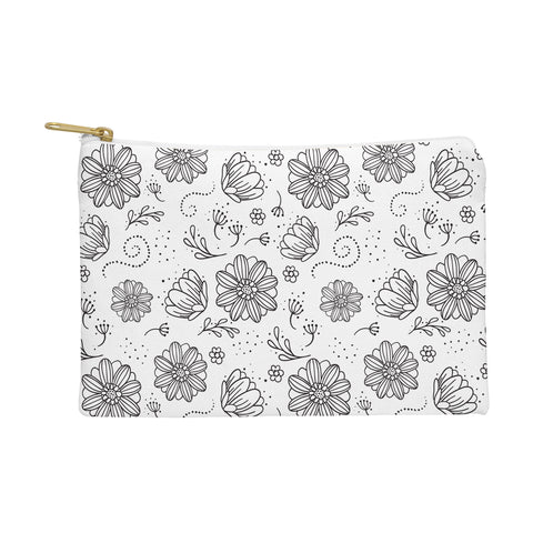 Avenie Ink Flowers Black And White Pouch