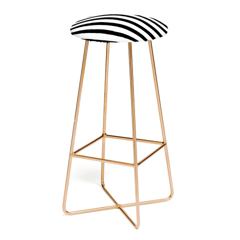 Avenie Ink Stripes Black and White Bar Stool