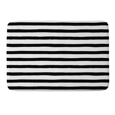 Avenie Ink Stripes Black and White Memory Foam Bath Mat