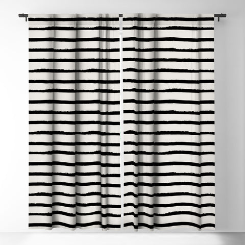 Avenie Ink Stripes Black and White II Blackout Window Curtain
