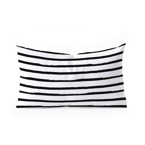 Avenie Ink Stripes Black and White II Oblong Throw Pillow