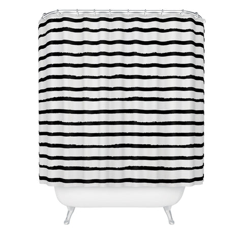 Avenie Ink Stripes Black and White II Shower Curtain