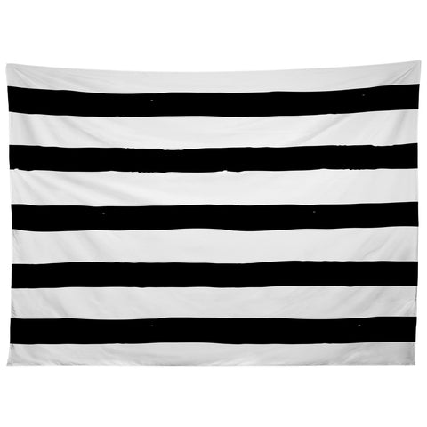 Avenie Ink Stripes Black and White Tapestry