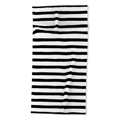 Avenie Ink Stripes Black and White Beach Towel