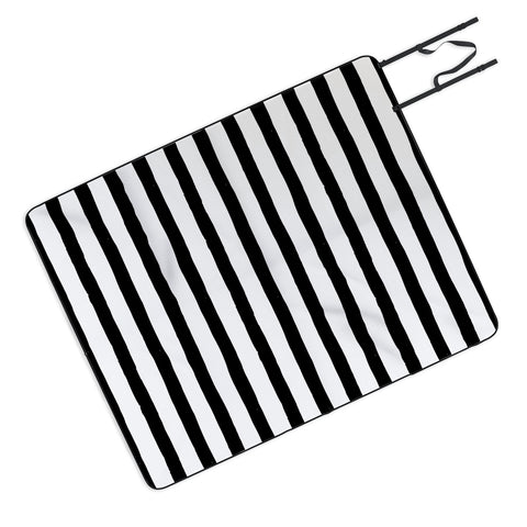 Avenie Ink Stripes Black and White Picnic Blanket