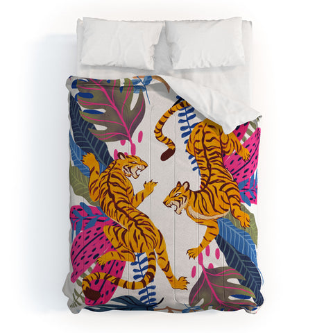 Avenie Jungle Cats Blue Comforter