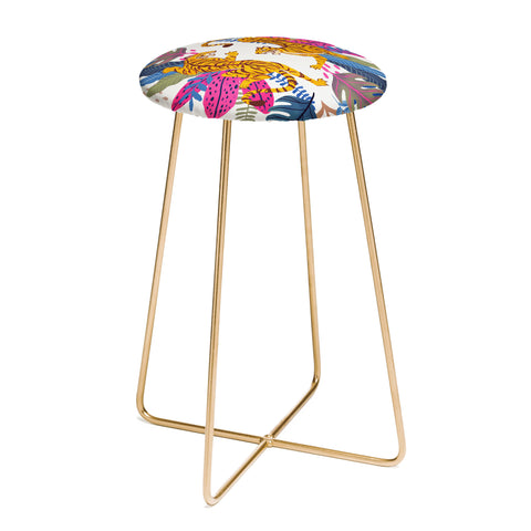 Avenie Jungle Cats Blue Counter Stool