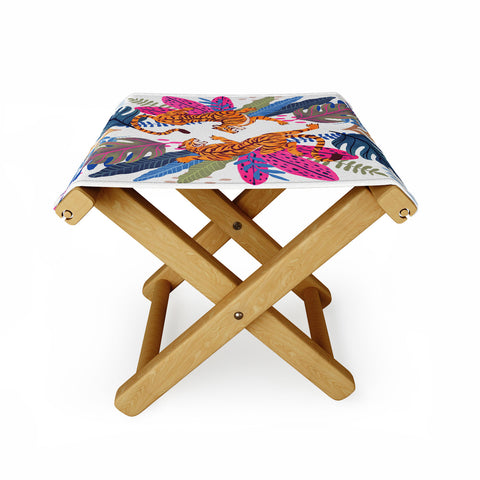 Avenie Jungle Cats Blue Folding Stool