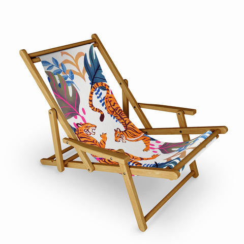 Avenie Jungle Cats Blue Sling Chair
