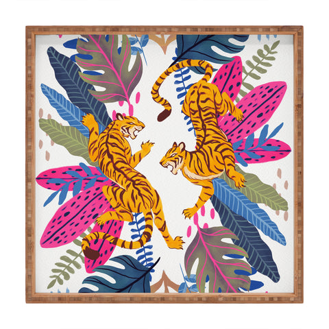 Avenie Jungle Cats Blue Square Tray