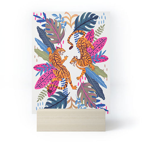 Avenie Jungle Cats Blue Mini Art Print