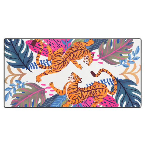 Avenie Jungle Cats Blue Desk Mat