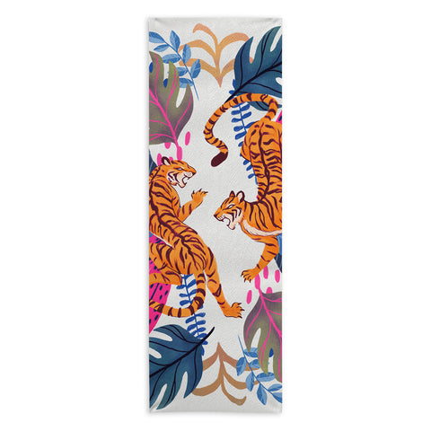 Avenie Jungle Cats Blue Yoga Towel