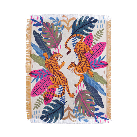 Avenie Jungle Cats Blue Throw Blanket