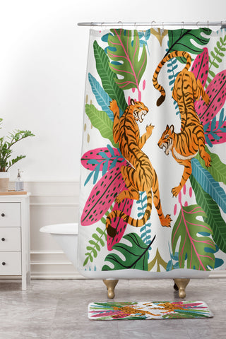 Avenie Jungle Cats II Shower Curtain And Mat