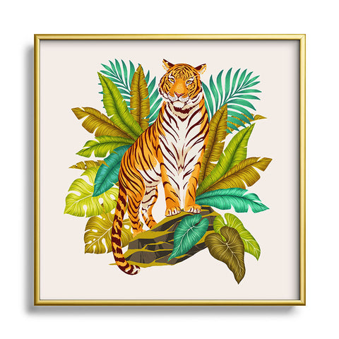 Avenie Jungle Tiger Light Metal Square Framed Art Print
