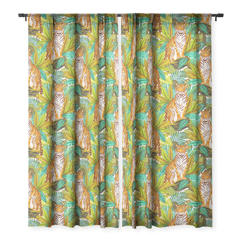 Avenie Jungle Tiger Light Pattern Sheer Window Curtain