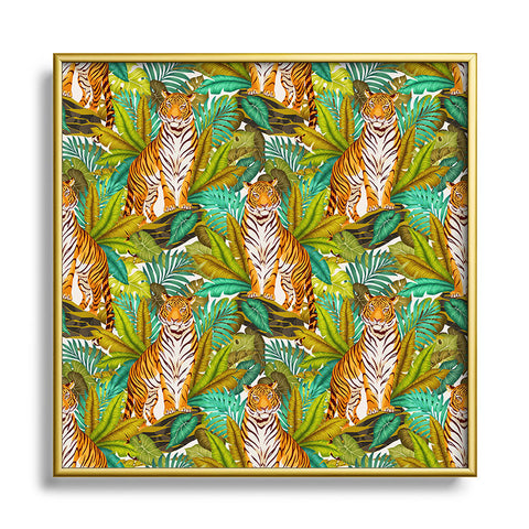 Avenie Jungle Tiger Light Pattern Metal Square Framed Art Print