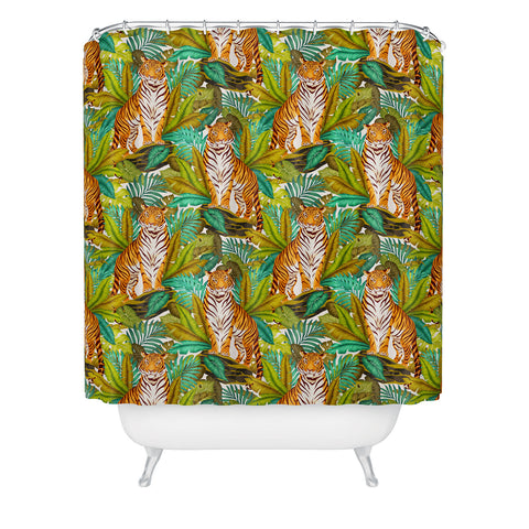 Avenie Jungle Tiger Light Pattern Shower Curtain