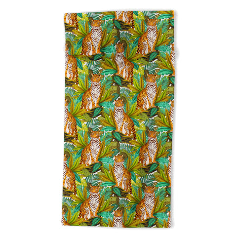 Avenie Jungle Tiger Light Pattern Beach Towel