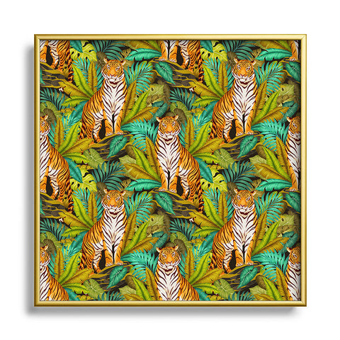 Avenie Jungle Tiger Pattern Metal Square Framed Art Print