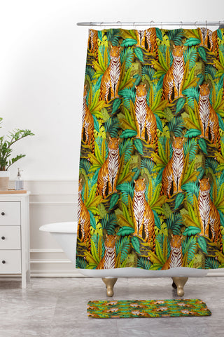Avenie Jungle Tiger Pattern Shower Curtain And Mat