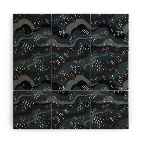 Avenie Land and Sky Night Time Wood Wall Mural