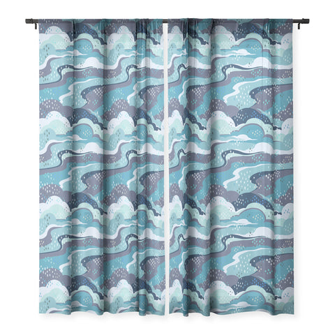 Avenie Land and Sky Ocean Surf Sheer Window Curtain