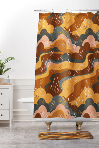 Avenie Land and Sky Shower Curtain And Mat