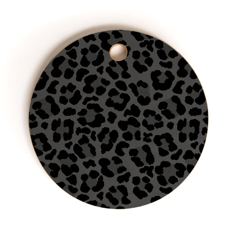 Avenie Leopard Print Black Cutting Board Round