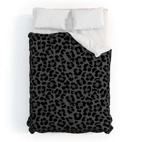 Avenie Leopard Print Black Duvet Cover