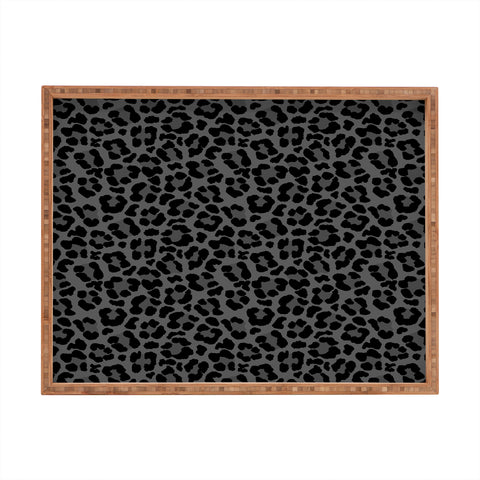 Avenie Leopard Print Black Rectangular Tray