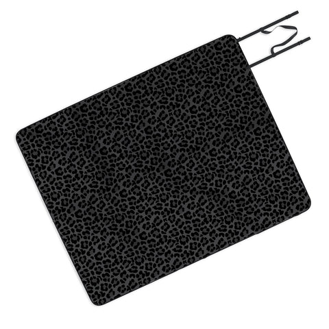 Avenie Leopard Print Black Picnic Blanket