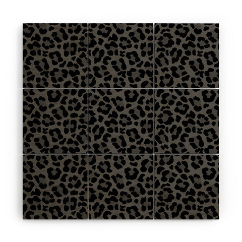 Avenie Leopard Print Black Wood Wall Mural