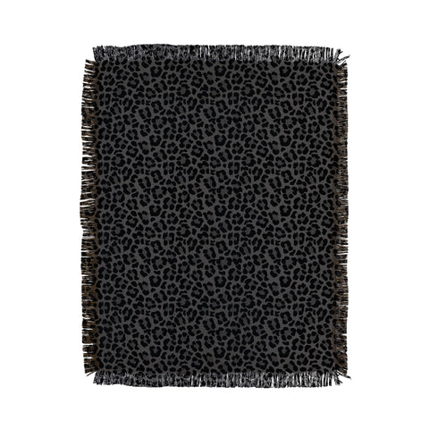 Avenie Leopard Print Black Throw Blanket