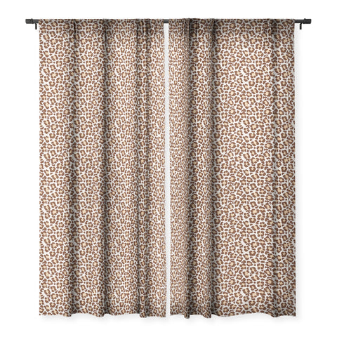 Avenie Leopard Print Brown Sheer Window Curtain