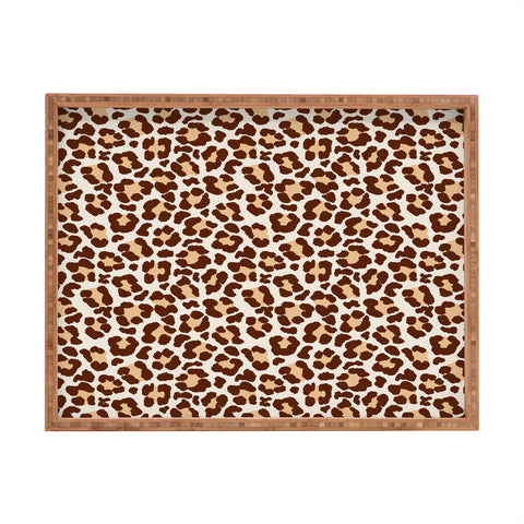 Avenie Leopard Print Brown Rectangular Tray