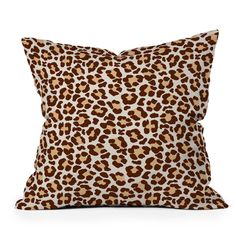Avenie Leopard Print Brown Throw Pillow