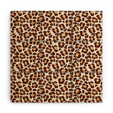 Avenie Leopard Print Brown Wood Wall Mural