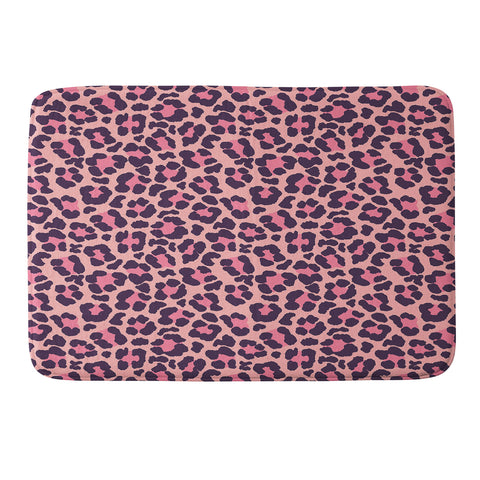 Avenie Leopard Print Coral Pink Memory Foam Bath Mat
