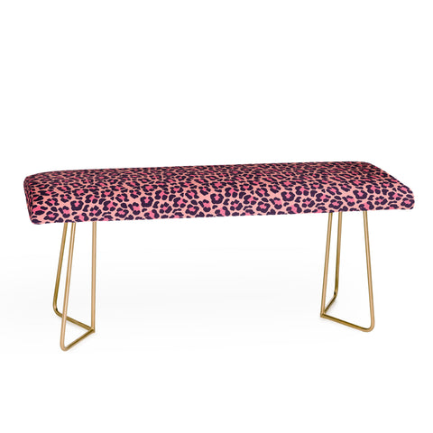 Avenie Leopard Print Coral Pink Bench