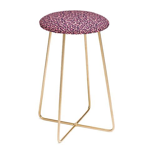 Avenie Leopard Print Coral Pink Counter Stool