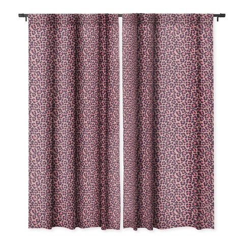Avenie Leopard Print Coral Pink Blackout Window Curtain
