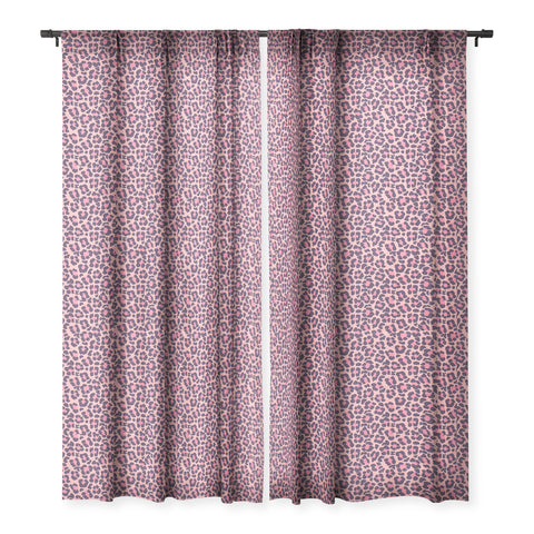 Avenie Leopard Print Coral Pink Sheer Window Curtain