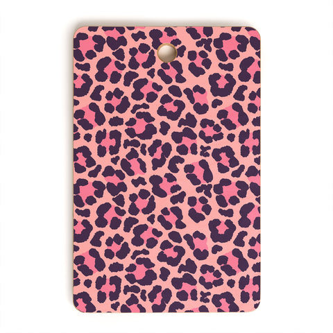 Avenie Leopard Print Coral Pink Cutting Board Rectangle