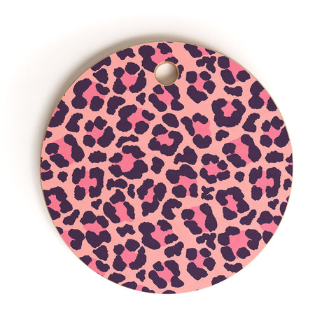Avenie Leopard Print Coral Pink Cutting Board Round