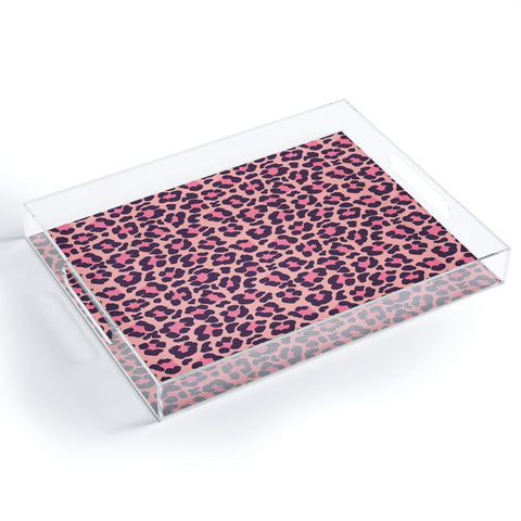Avenie Leopard Print Coral Pink Acrylic Tray